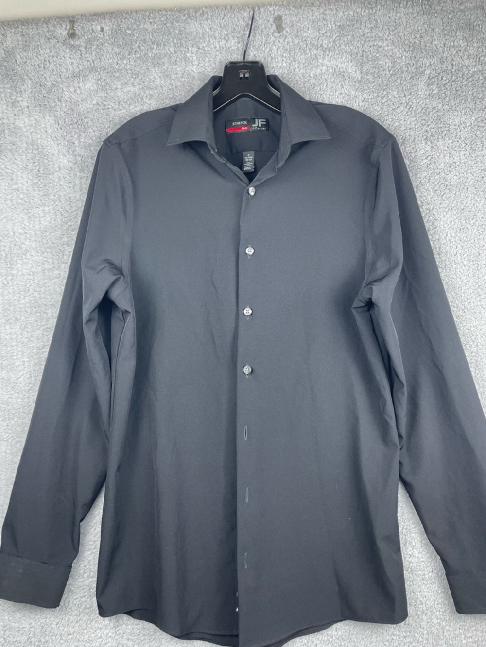 jf j.ferrar Men's Solid Black Long-Sleeve Dress Shirt